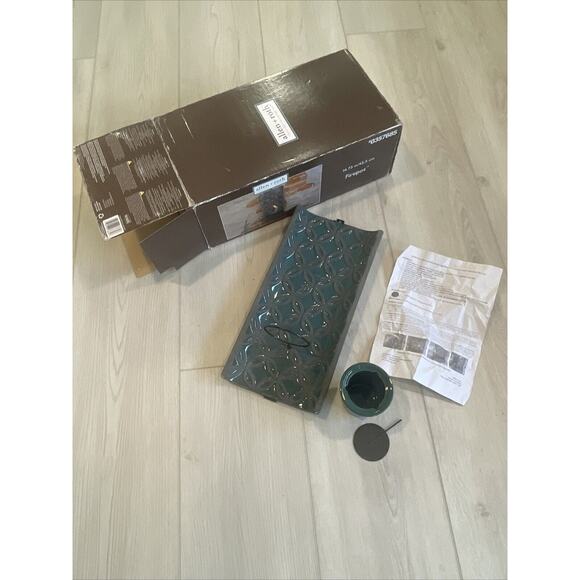 FIRE POT Allen+Roth 16.73" Wall Mount Blue Ceramic Hand Glazed #0357685 Open Box - Picture 4 of 8